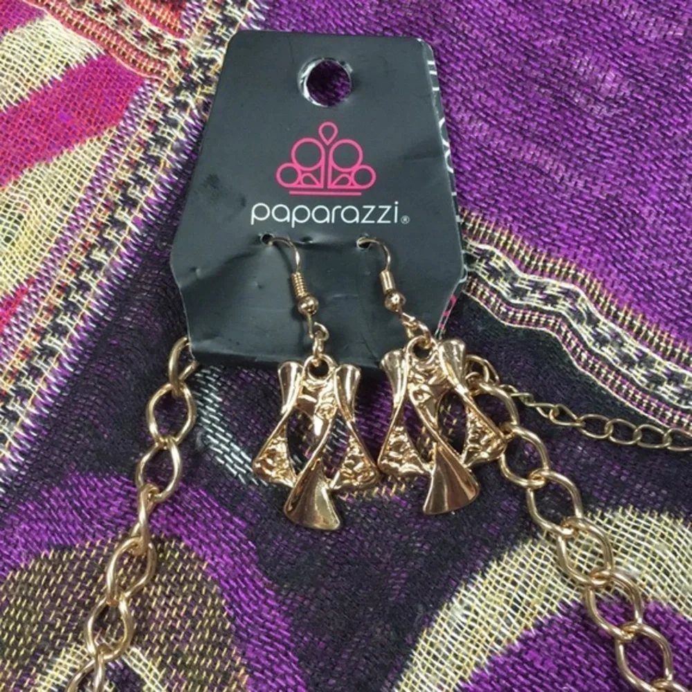 Buy 2 Get 1 Free Paparazzi Fashion Gold Earrings and Necklace Set